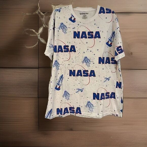 Chemistry NASA All Over Print XL T-Shirt Men's Space Graphic White Short Sleeve - Picture 1 of 7